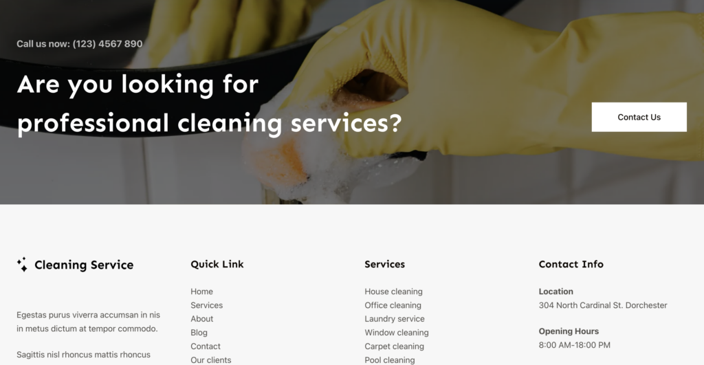 Cleaning Footer